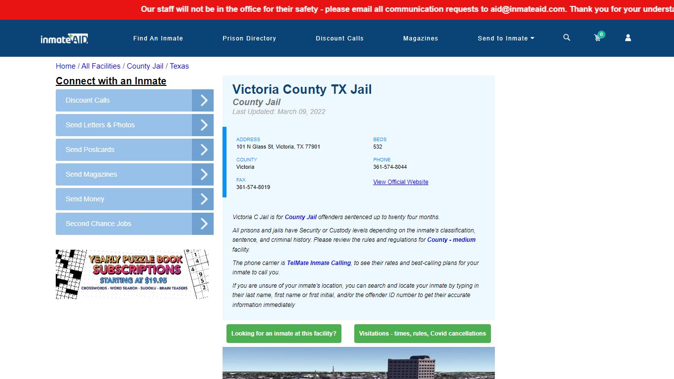 Victoria County TX Jail - Inmate Locator - Victoria, TX